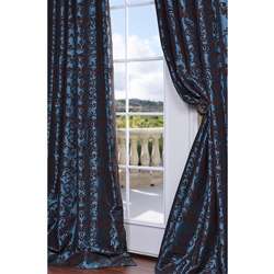   Mediterranean Blue Faux Silk 84 inch Curtain Panel  Overstock