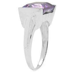 Sterling Silver Emerald cut Amethyst Fashion Ring  Overstock