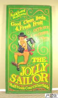   Huge Wooden The Jolly Sailor English Pub Bar Hotel Advertising Sign