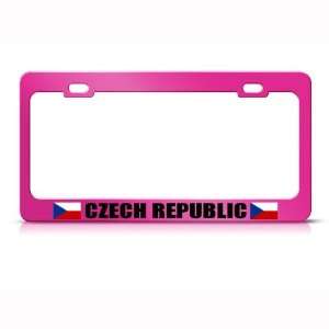  Czech Republic Flag Pink Country Metal license plate frame 