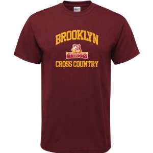 Brooklyn College Bulldogs Maroon Cross Country Arch T Shirt  