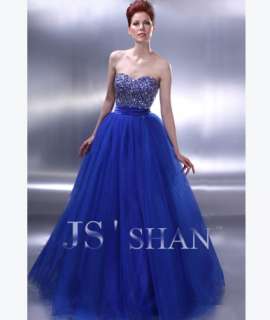 JSSHAN Royal Blue Empire Formal Gown Ball Evening Dress  