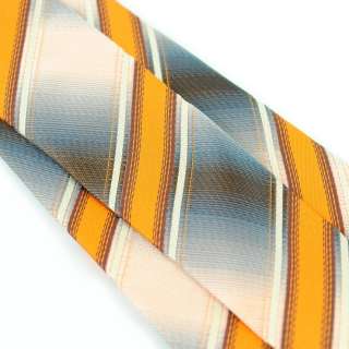 Orange Gray Stripe Silk Classic Woven Man Tie Necktie  