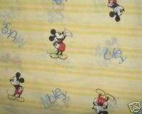   MICKEY MOUSE Yellow Twin Flat Sheet FABRIC Bedding Yellow With Blue
