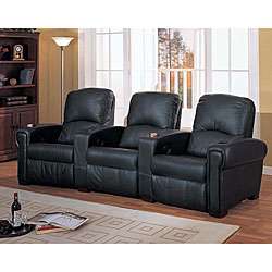 Black Leather Home Movie Theater Seats (Set of 3)  