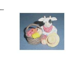  Cow with Basket of Fruit Figurine 