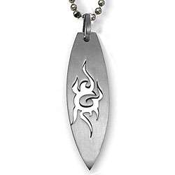 Stainless Steel Laser cut Tribal Surf Board Necklace  