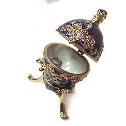 Purple and Gold Egg Jewelry Box with Stand  Overstock