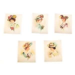  Miniature Victorian Lady Greeting Cards / 5 Pcs. Health 