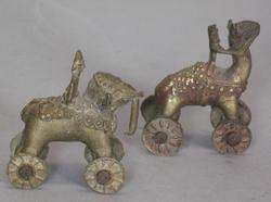 Pair of Southeast Asian Brass Animal Pull Toys c. 1880  