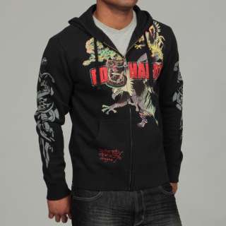 Ed Hardy Mens Black Eagle and Tiger Hoodie  