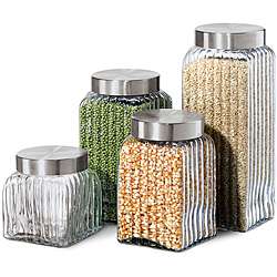 Clear Glass 4 piece Canister with Airtight Lids  