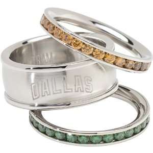  LogoArt Dallas Stars Crystal Stacked Ring Set of 3 Sports 