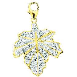 14k Gold 1/10ct TDW Diamond Maple Leaf Charm  