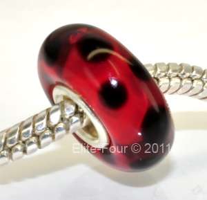 Ladybug Murano Glass European Charm Bead FH  