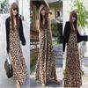 sexy women Bohemian Maxi Long Dresses Chiffon Leopard Pattern Low Cut 