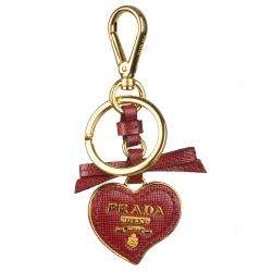 Prada Leather Heart Keychain  
