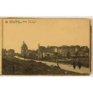 Postcard,Street,Lille,France,ruined cathedral,1914 18  