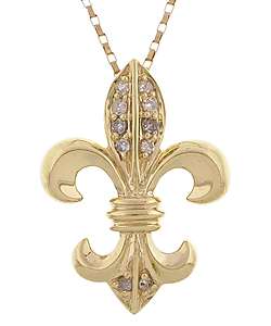 14k Gold Diamond Accent Fleur de Lis Necklace  Overstock