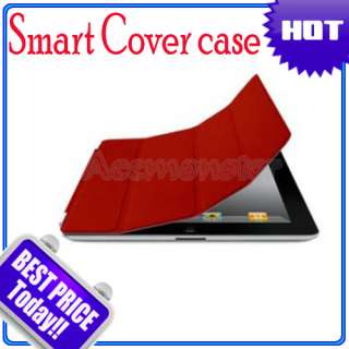 New Red Slim Leather Smart Cover Case For Apple iPad 2  