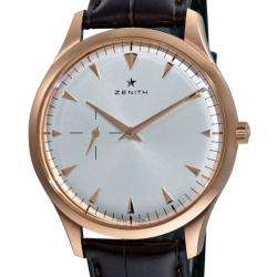 Zenith Mens Elite Rose Gold Silver Face Watch  Overstock