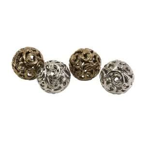  Metallic Taite Decorative Balls   Set of 4: Patio, Lawn 