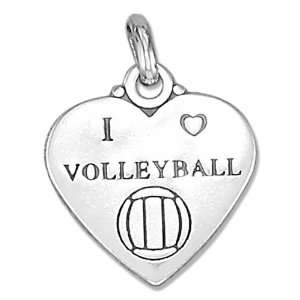  Sterling Silver I Heart Volleyball Affirmation Heart 