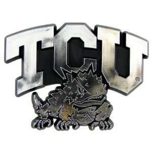   Texas Christian University Horned Frogs Silver Auto Emblem Automotive