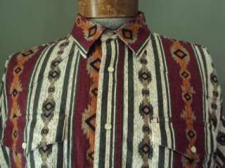 Vintage 80s WRANGLER Western Pearl Snap Southwestern Design Shirt EUC 