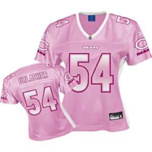  Womens Chicago Bears #54 Brian Urlacher Pink Caddy/White Fashion 