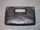 NWT Michael Kors BERKLEY Large Clutch Bag Metallic GUNMETAL Leather 