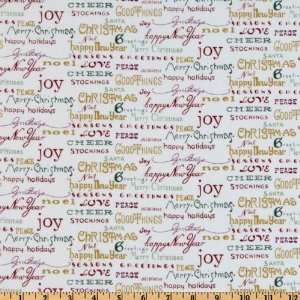  43 Wide Sew Christmas Greetings White/Red/Green Fabric 