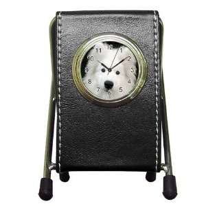  Samoyed Puppy Dog Pen Holder Desk Clock X0760: Everything 