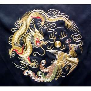   Chinese Hunan Silk Embroidery Dragon Phoenix 