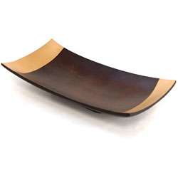 Mango Wood Tray/ Platter Curved Gold Trim  