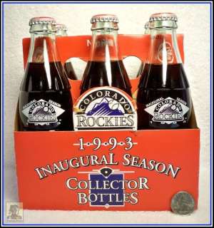 Coca Cola 6 pack Colorado Rockies 8 oz. bottles   1993  