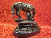 Art Deco Marble Bronze Sculpture Statue Firgure Horse Arizona Cowboy 