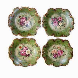 New Decorative Plate Rose On Green 12 Set Of 4   63436  