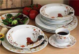20pc Porcelain Rooster Dinnerware Set  
