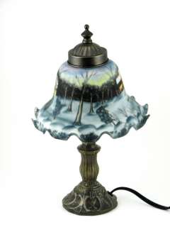 New Hand Painted Glass Shade Table / Desk Lamp  