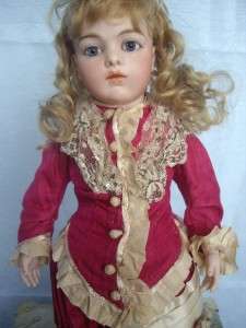 Fuchsia French Fashion or Bebe antique doll dress! Silk  