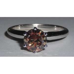  1.01 carats round red diamond ring solitaire jewelry 