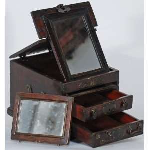   and Cosmetic Box, Vintage, China, Wood (Mu), Antique Asian Decor Ladi