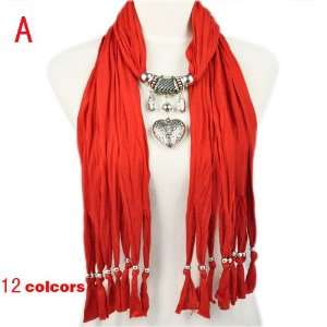  Hot Popular Red Jewelry Scarf with Long Heart Pendant , NL 