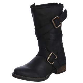   Steve Madden Womens P Pace Belted Motorcycle Boots  