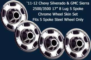   Silverado / GMC Sierra 2500/3500 17 Chrome 8 Lug Wheel Skins  