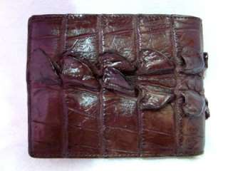 REAL CROCODILE HORNBACK TAIL SKIN LEATHER BROWN WALLET  