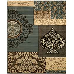 Hand carved Abstract Spade Rug (8 x 11)  Overstock
