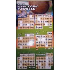 New York Yankees 2011 Schedule Magnet 3.5 X 6.5 