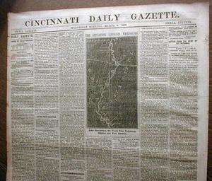   newspaper w large front page Map SIEGE OF VICKSBURG Mississippi  